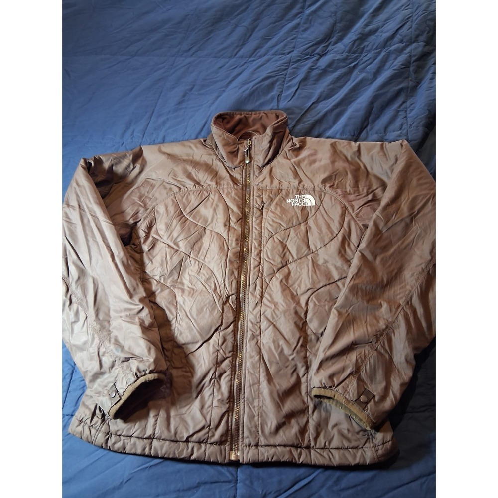NORTH FACE Quilted Jacket Women Small Brown Full Zip‎ Lightweight Zip Pockets